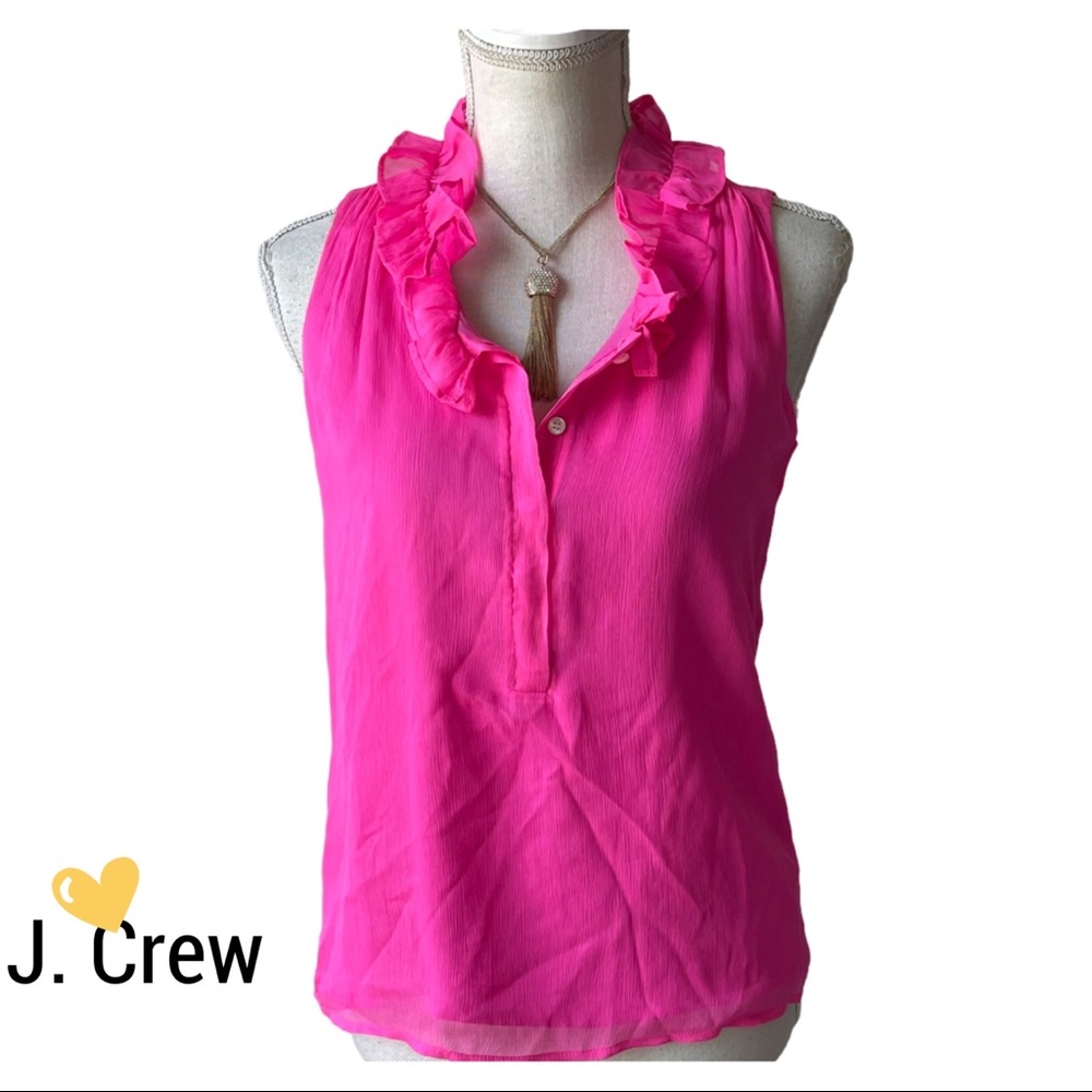 J.Crew Fuchsia pink sleeveless blouse 100% silk top